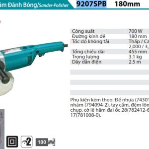 Makita 9207SPB MÁY CHÀ NHÁM ĐÁNH BÓNG(180MM)