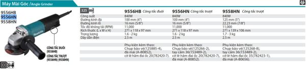 Makita 9556HN MÁY MÀI GÓC(100MM/840W/CÔNG TẮC TRƯỢT)