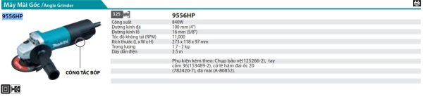 Makita 9556HP MÁY MÀI GÓC(100MM/840W/CÔNG TẮC BÓP)