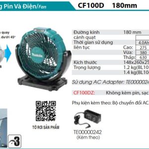 Makita CF100DZ QUẠT DÙNG PIN(12V MAX) (không kèm pin sạc)