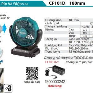 Makita CF101DZ QUẠT DÙNG PIN(12V MAX) (không kèm pin sạc)