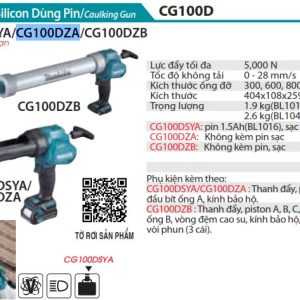 Makita CG100DZA SÚNG BẮN SILICON DÙNG PIN(12V MAX) (không kèm pin sạc)