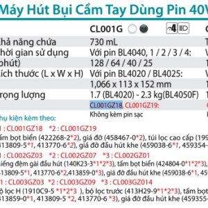 Makita CL001GZ18 MÁY HÚT BỤI DÙNG PIN(/MÀU ĐEN/BỘ LỌC HEP (không kèm pin sạc)