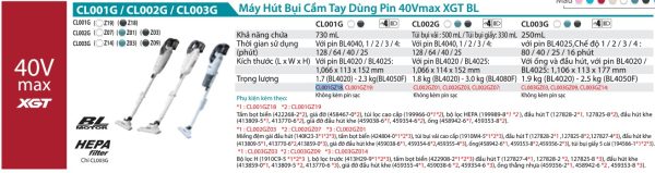 Makita CL001GZ18 MÁY HÚT BỤI DÙNG PIN(/MÀU ĐEN/BỘ LỌC HEP (không kèm pin sạc)