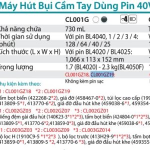 Makita CL001GZ19 MÁY HÚT BỤI DÙNG PIN(MÀU TRẮNG/BỘ LỌC HE (không kèm pin sạc)