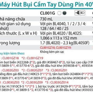 Makita CL003GZ03 MÁY HÚT BỤI DÙNG PIN(MÀU XANH/BL)(40V) (không kèm pin sạc)