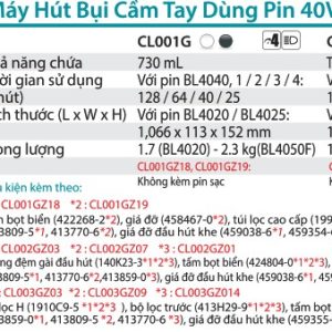 Makita CL003GZ09 MÁY HÚT BỤI DÙNG PIN(MÀU ĐEN/BL)(40V) (không kèm pin sạc)