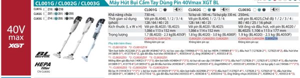 Makita CL003GZ14 MÁY HÚT BỤI DÙNG PIN(MÀU TRẮNG TUYẾT/BL (không kèm pin sạc)