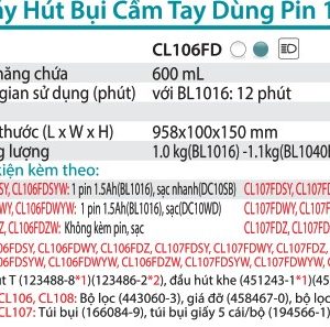 Makita CL108FDSYW MÁY HÚT BỤI DÙNG PIN(12V MAX) (kèm 01 pin + sạc)