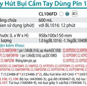 Makita CL108FDZW MÁY HÚT BỤI DÙNG PIN(12V MAX) (không kèm pin sạc)