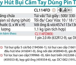 Makita CL114FDWIX MÁY HÚT BỤI DÙNG PIN(12V MAX) (kèm 01 pin + sạc)