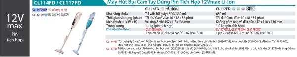 Makita CL114FDWIX MÁY HÚT BỤI DÙNG PIN(12V MAX) (kèm 01 pin + sạc)