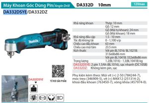 Makita DA332DSYE MÁY KHOAN GÓC(12V MAX) (kèm 02 pin 1.5AH + sạc)