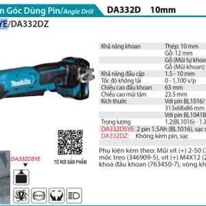 Makita DA332DSYE MÁY KHOAN GÓC(12V MAX) (kèm 02 pin 1.5AH + sạc)