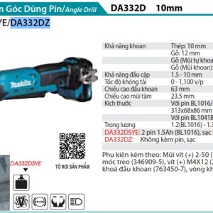 Makita DA332DZ MÁY KHOAN GÓC(12V MAX) (không kèm pin sạc)