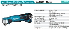 Makita DA333DSYE MÁY KHOAN GÓC(12V MAX) (kèm 02 pin 1.5AH + sạc)