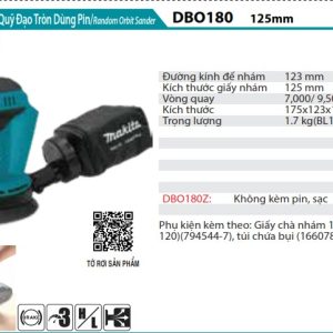 Makita DBO180Z MÁY CHÀ NHÁM QUỸ ĐẠO TRÒN DÙNG PIN(18V) (không kèm pin sạc)