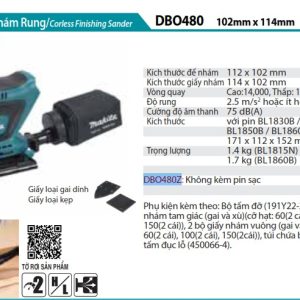 Makita DBO480Z MÁY CHÀ NHÁM RUNG DÙNG PIN(ĐẾ NHỰA/ (không kèm pin sạc)