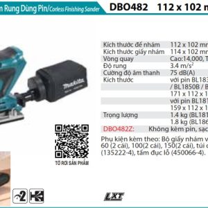 Makita DBO482Z MÁY CHÀ NHÁM RUNG DÙNG PIN(ĐẾ NHÔM/ (không kèm pin sạc)