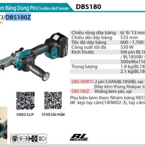 Makita DBS180Z MÁY CHÀ NHÁM BĂNG DÙNG PIN(9MM X 533MM/B (không kèm pin sạc)