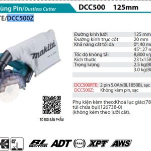 Makita DCC500Z MÁY CẮT DÙNG PIN(125MM/AWS/BL)(18V) (không kèm pin sạc)