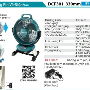 Makita DCF301Z QUẠT DÙNG PIN(18V/14.4V/AC) (không kèm pin sạc)