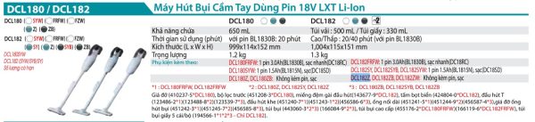 Makita DCL182Z MÁY HÚT BỤI DÙNG PIN(18V) (không kèm pin sạc)