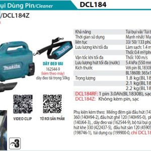 Makita DCL184RF MÁY HÚT BỤI DÙNG PIN(18V) (kèm 01 pin 3.0 + sạc)