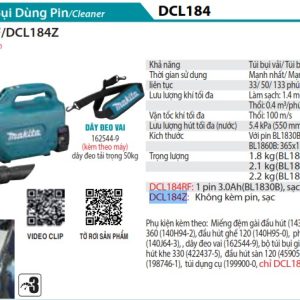 Makita DCL184Z MÁY HÚT BỤI DÙNG PIN(18V) (không kèm pin sạc)