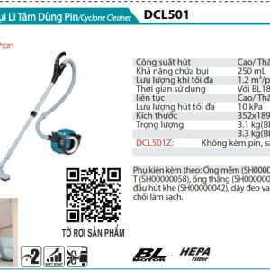 Makita DCL501Z MÁY HÚT BỤI LI TÂM DÙNG PIN(HEPA/BL) (không kèm pin sạc)