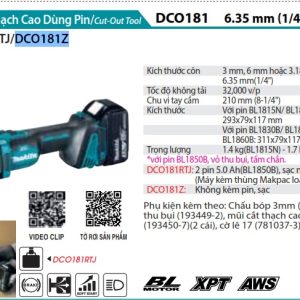 Makita DCO181Z MÁY CẮT THẠCH CAO DÙNG PIN(BL)(18V) (không kèm pin sạc)