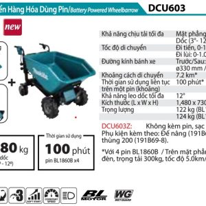 Makita DCU603Z XE VẬN CHUYỂN HÀNG HÓA DÙNG PIN(DẠNG THÙNG/BL)(18VX2)