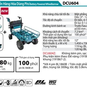 Makita DCU604Z XE VẬN CHUYỂN HÀNG HÓA DÙNG PIN(DẠNG KHUNG/BL)(18VX2)