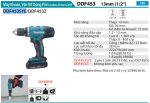 Makita DDF453SYE MÁY KHOAN VÀ VẶN VÍT DÙNG PIN(18V) (kèm 02 pin + sạc)