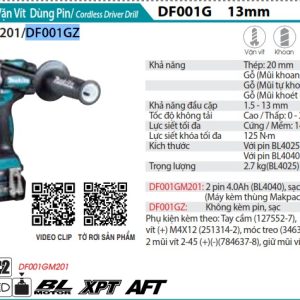 Makita DF001GZ MÁY KHOAN VÀ VẶN VÍT DÙNG PIN(BL)(40V MA (không kèm pin sạc)