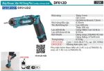 Makita DF012DSE MÁY KHOAN VÀ VẶN VÍT DÙNG PIN(7.2V) (kèm 02 pin + sạc)