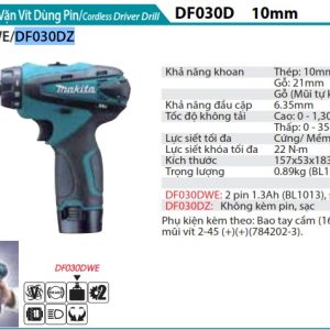 Makita DF030DZ MÁY KHOAN VÀ VẶN VÍT DÙNG PIN(10.8V) (không kèm pin sạc)