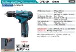 Makita DF330DWE MÁY KHOAN VÀ VẶN VÍT DÙNG PIN(10.8V) (kèm 02 pin 1.5AH + sạc)