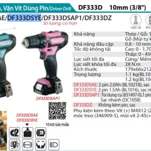 Makita DF333DSYE MÁY KHOAN VÀ VẶN VÍT DÙNG PIN(12V MAX) (kèm 02 pin 1.5AH + sạc)