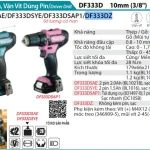 Makita DF333DZ MÁY KHOAN VÀ VẶN VÍT DÙNG PIN(12V MAX) (không kèm pin sạc)