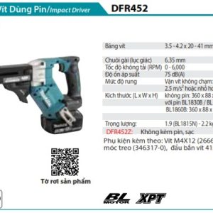 Makita DFR452Z MÁY VẶN VÍT CUỘN DÙNG PIN(BL)(18V) (không kèm pin sạc)