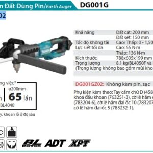 Makita DG001GZ02 MÁY KHOAN ĐẤT DÙNG PIN(BL)(40V MAX) (không kèm pin sạc)