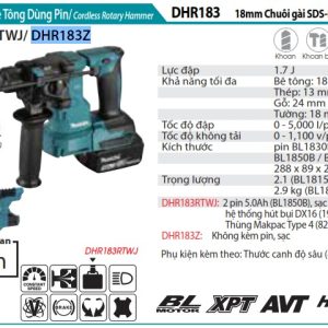 Makita DHR183Z MÁY KHOAN BÊ TÔNG DÙNG PIN(CHUÔI GÀI SDS'-PLUS/18MM/BL)(18V)