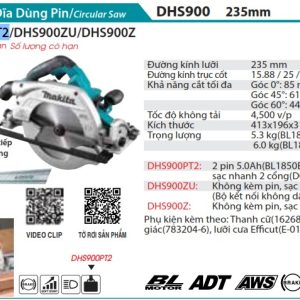 Makita DHS900PT2 MÁY CƯA ĐĨA DÙNG PIN(235MM/AWS/BL)(18Vx2 (kèm 02 pin 5.0 + sạc nhanh)