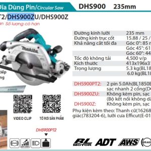 Makita DHS900Z MÁY CƯA ĐĨA DÙNG PIN(235MM/AWS/BL) (không kèm pin sạc)