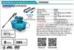 Makita DHW080PT2 MÁY XỊT RỬA ÁP LỰC CAO DÙNG PIN(BL) (kèm 02 pin 5.0 + sạc nhanh)