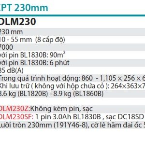 Makita DLM230Z MÁY CẮT CỎ ĐẨY DÙNG PIN(230MM)(18V) (không kèm pin sạc)