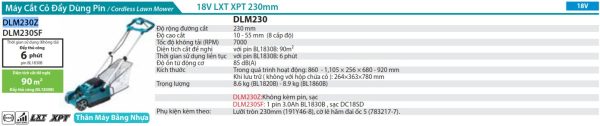 Makita DLM230Z MÁY CẮT CỎ ĐẨY DÙNG PIN(230MM)(18V) (không kèm pin sạc)