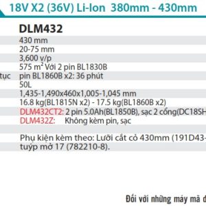 Makita DLM382Z MÁY CẮT CỎ ĐẨY DÙNG PIN(380MM)(18VX2) (không kèm pin sạc)