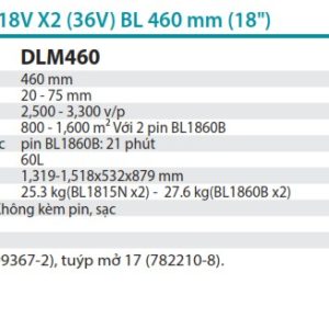 Makita DLM460Z MÁY CẮT CỎ ĐẨY DÙNG PIN(BL)(18Vx2) (không kèm pin sạc)